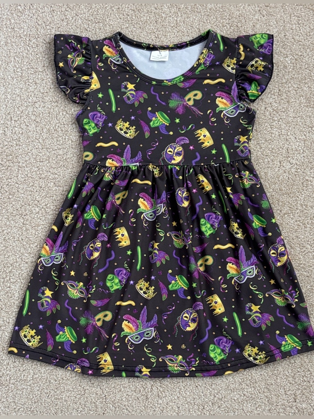 Girls Mardi Gras print dress, size 4T